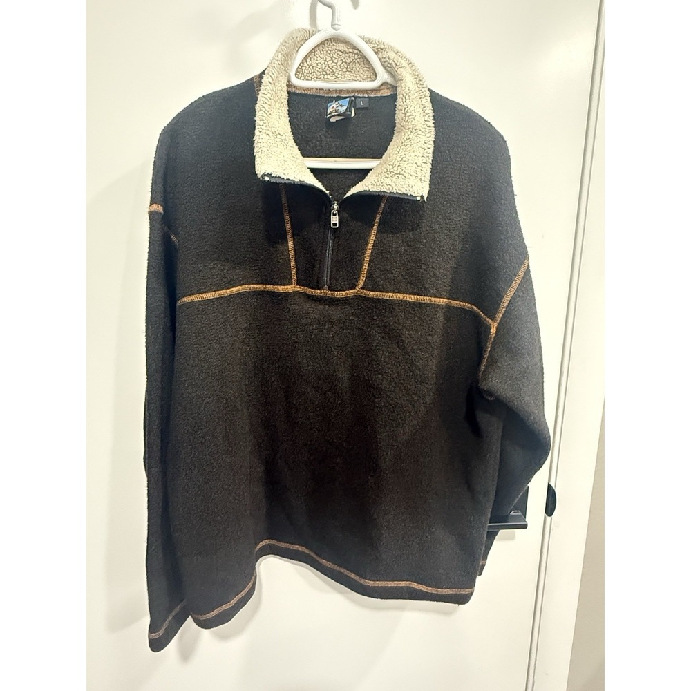 Kuhl Alpaca Fleece Quarter Zip Sweater Size Large Brown Long Sleeve Outdoor